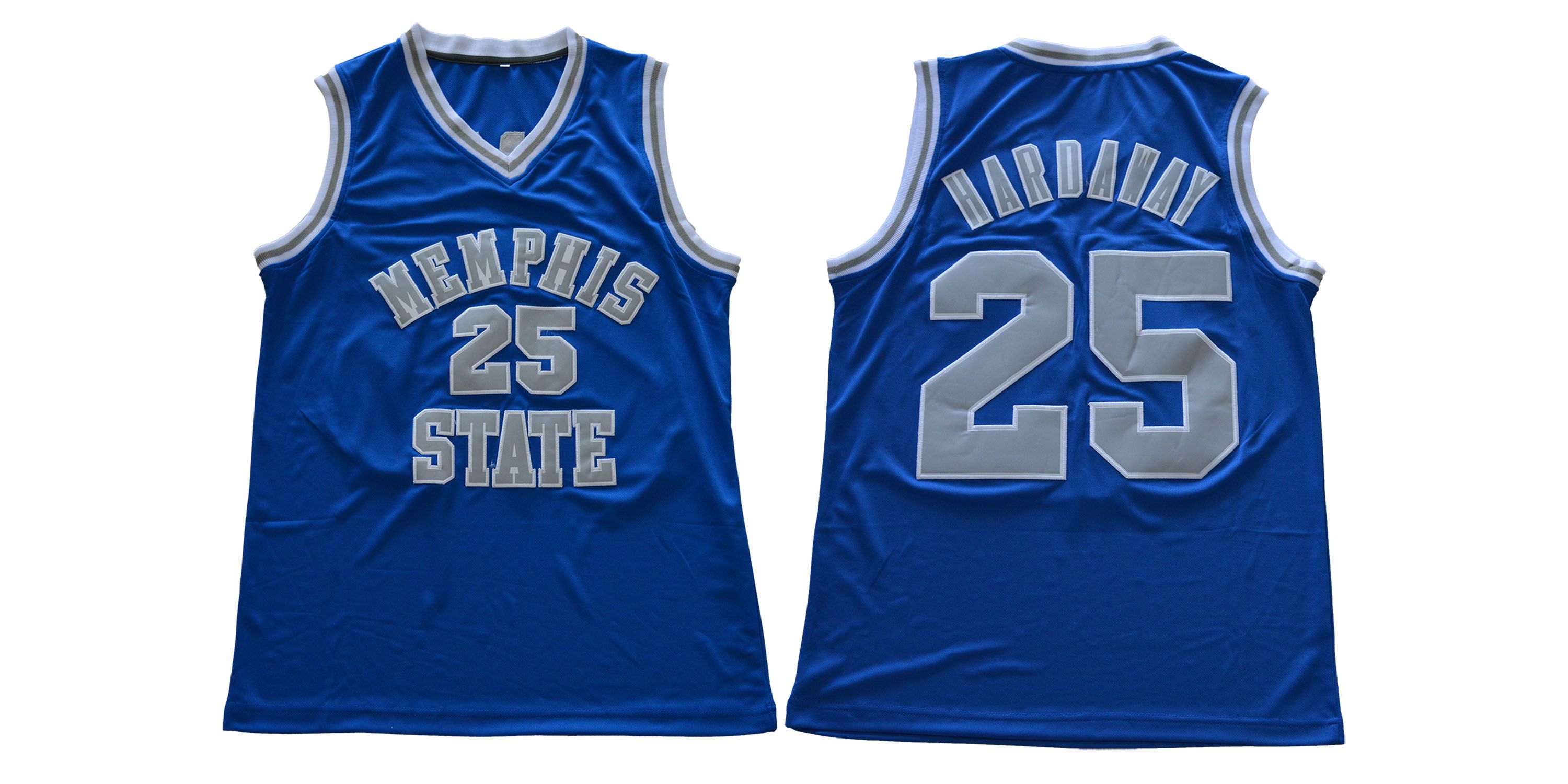 Men Memphis Tigers 25 Hardaway Blue NCAA NBA Jerseys